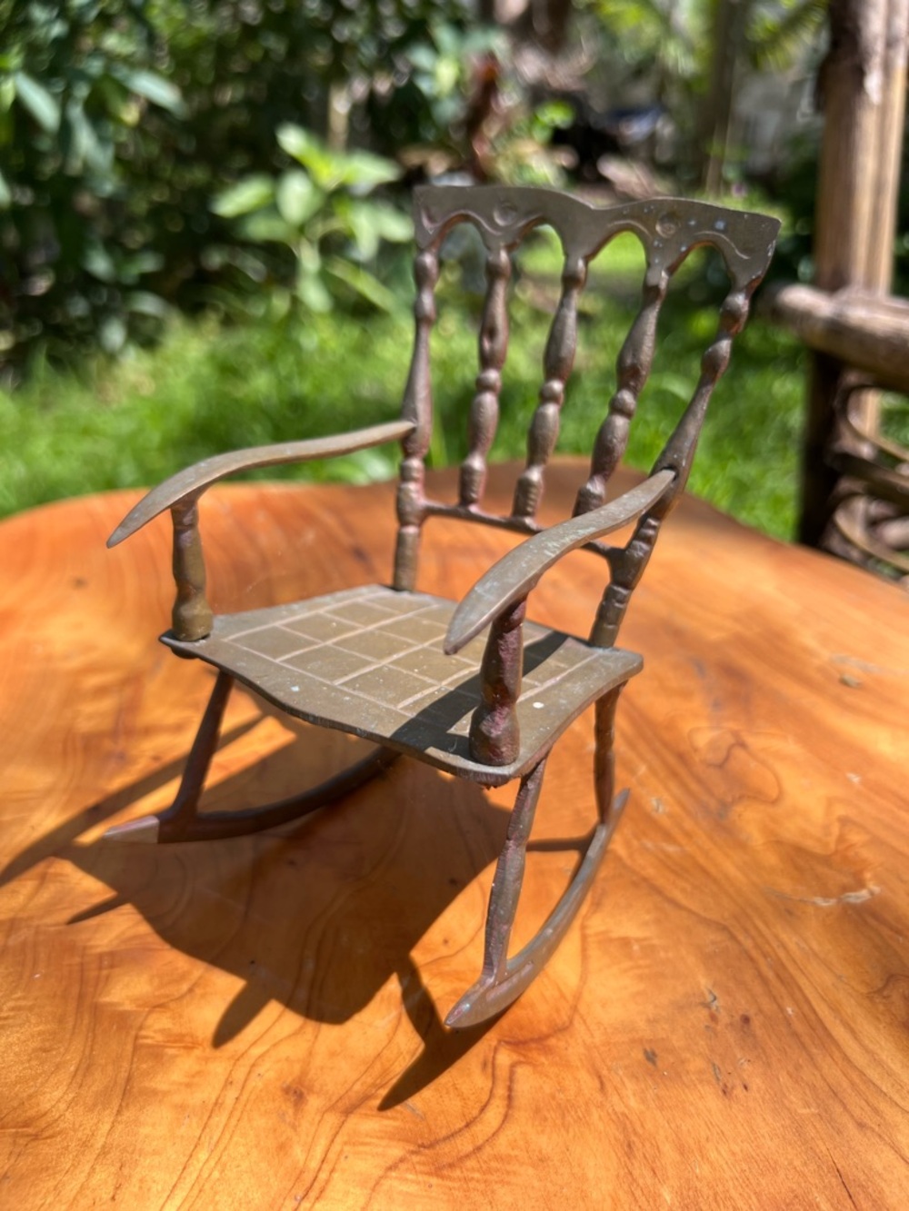 Antique Brass Miniature Rocking Chair yep it rocks !